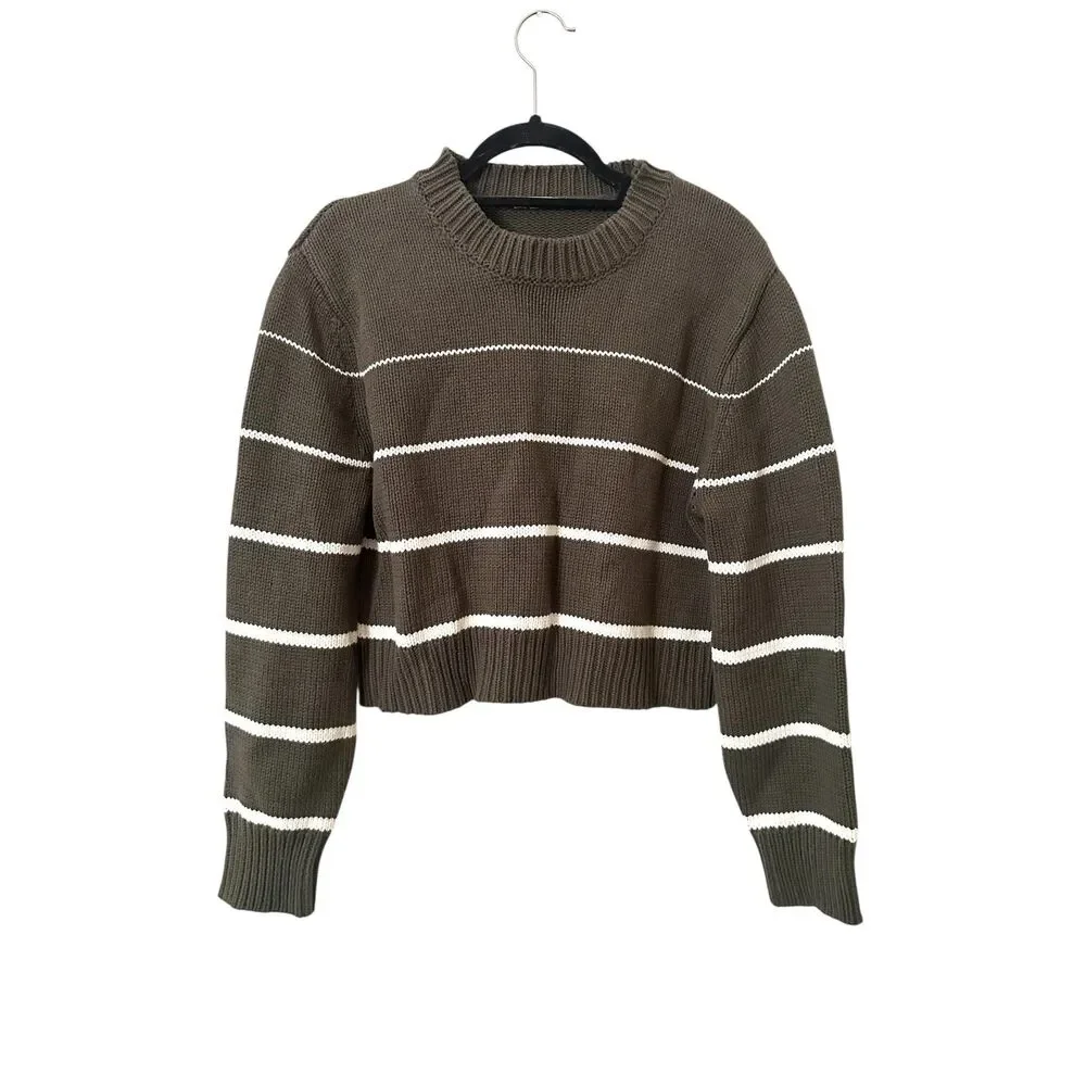 Z SUPPLY Milan‎ Striped Crewneck Sweater Green Large